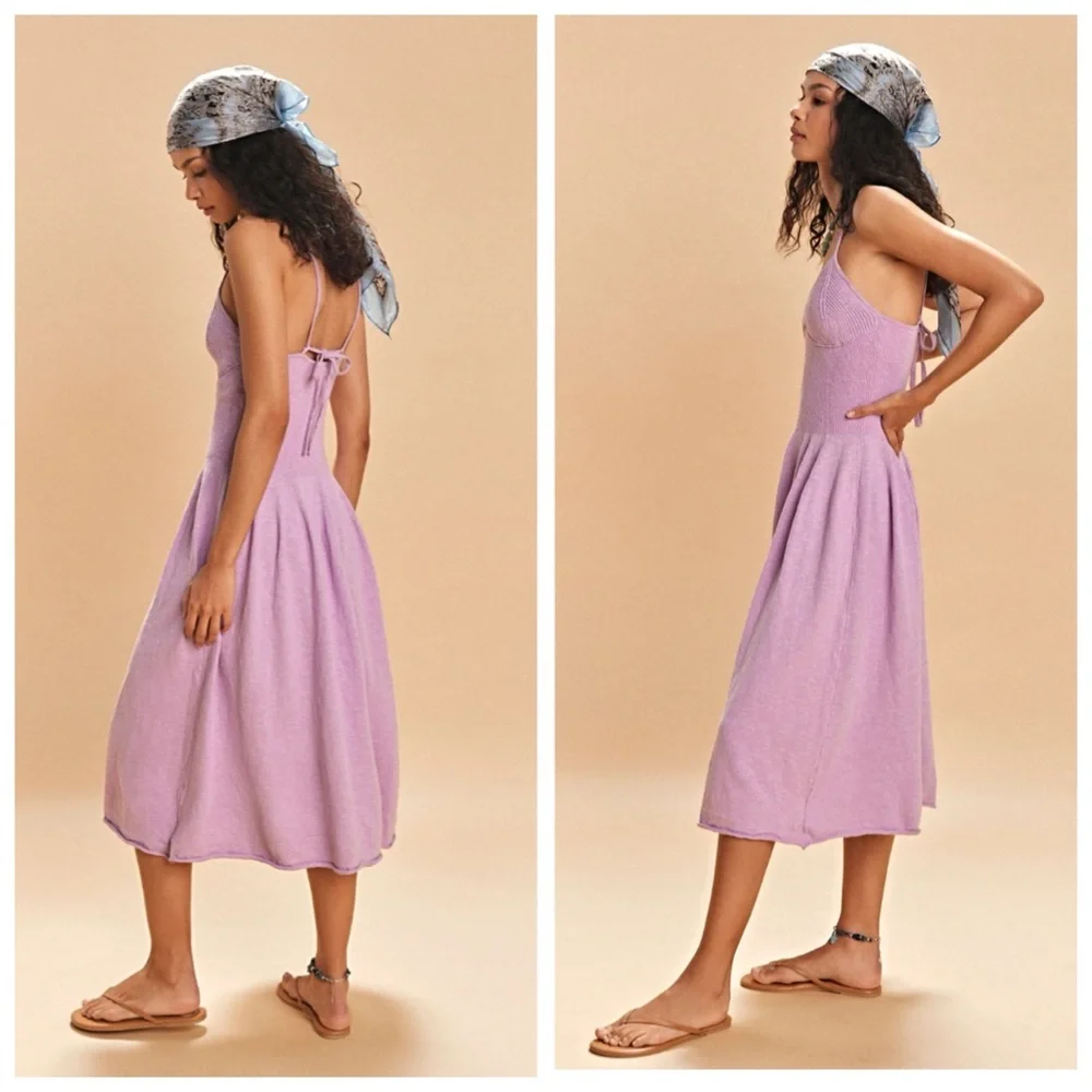 🌸NWTS-$80 FREE PEOPLE Tula Sweater Midi A-Line Drop-Waist Dress SMALL - Picture 2 of 9